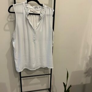 LOFT Sleeveless Ruffle Collar Top